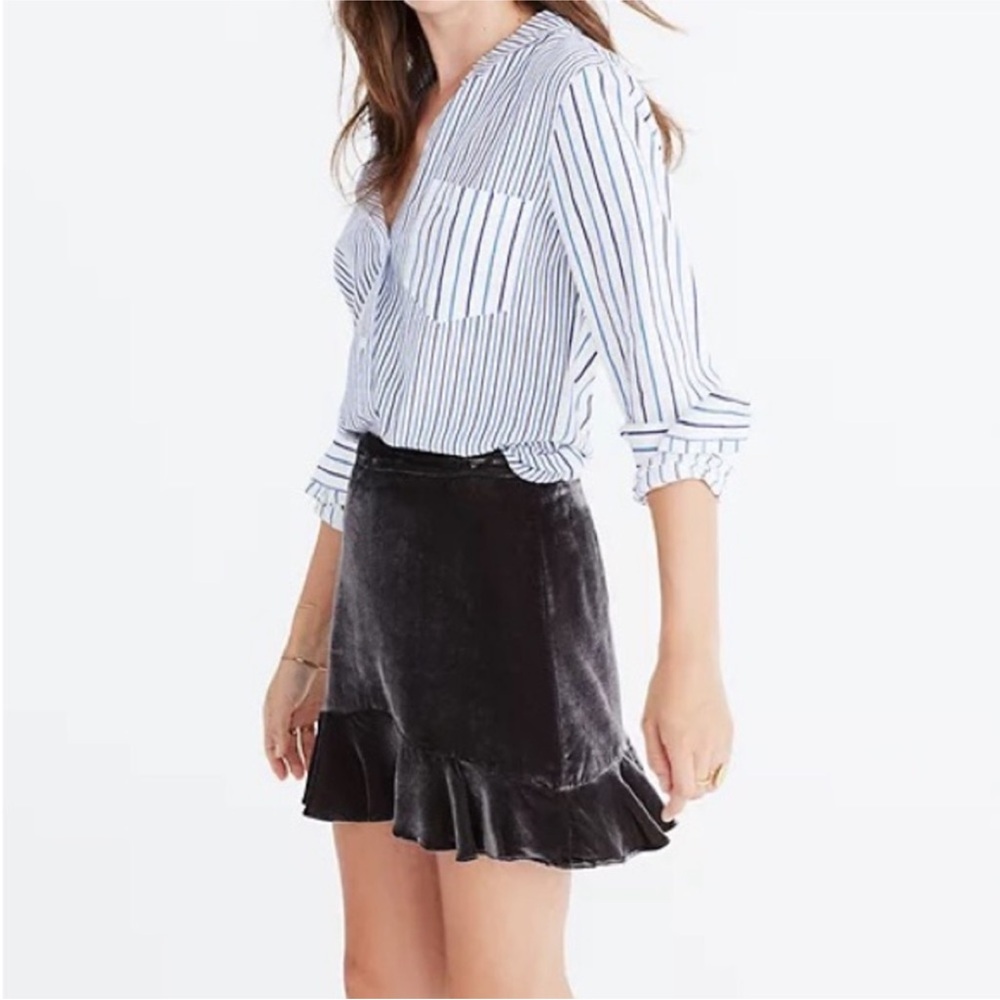 Madewell Velvet Ruffle-Edge Skirt